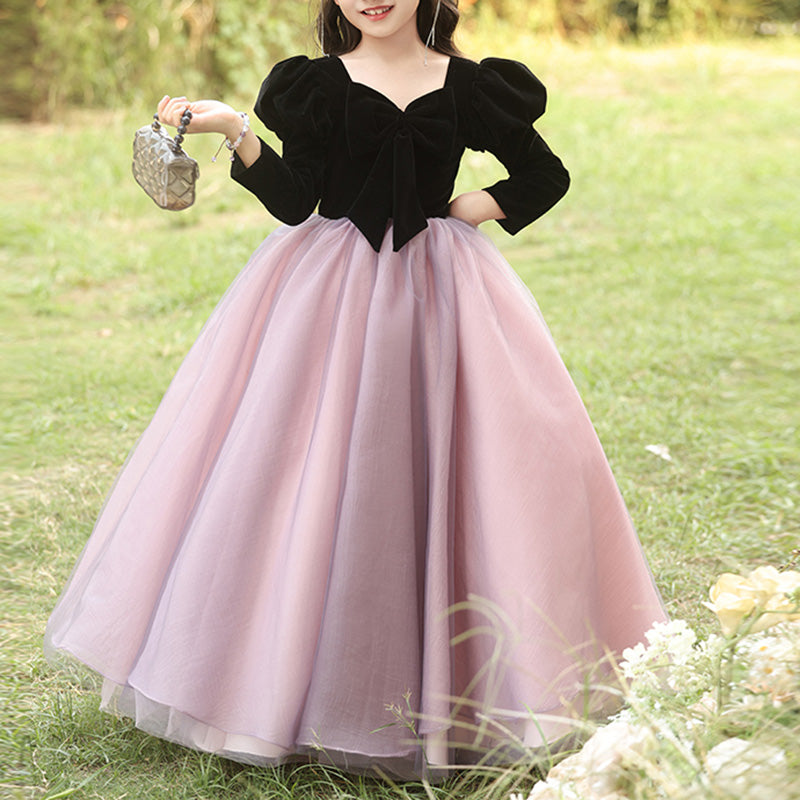 mesh puff long sleeve dress GL3495 Bead Sequin Mesh A-line w/ Puff Sleeves