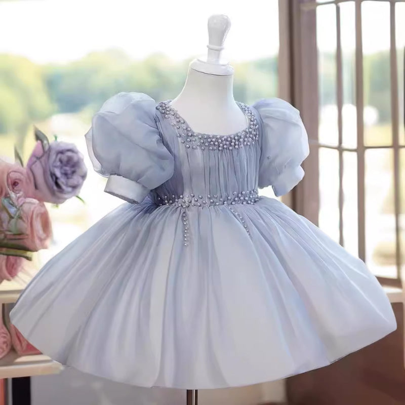 Elegant Baby Girls Puff Sleeve Mesh Princess Dress Toddler Ball Gowns