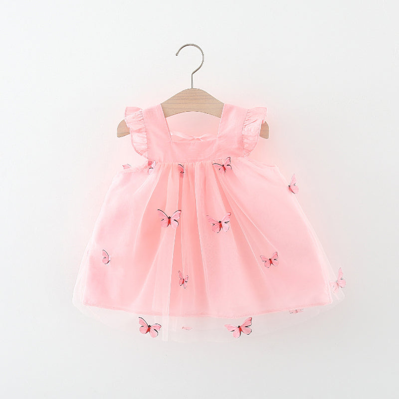 Baby Girl Cute Flying Sleeve Butterfly Mesh Dress