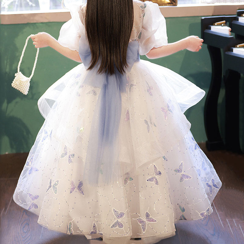 Butterfly Sequin Mesh Girls Princess Dress