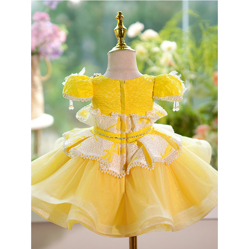 Yellow Pearl Princess Dress Birthday Dress Yellow Pearl Princess Dress Birthday Dress