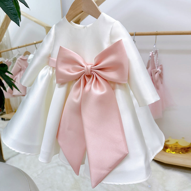 First Communion Dress Flower Girl Dress Birthday Dress Party Princess Dress, White / 2-3 Years (100cm)