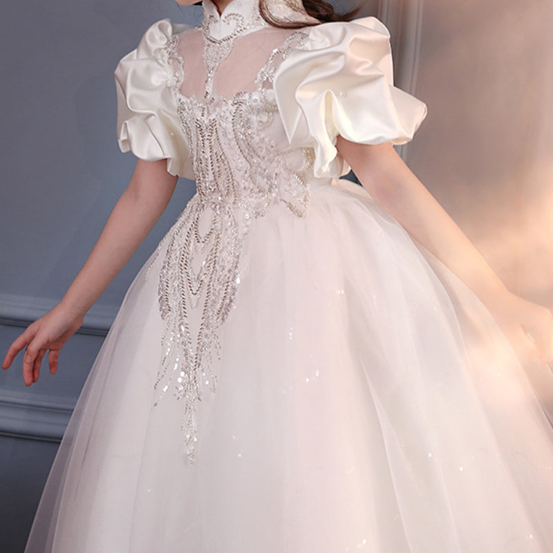 mesh princess dress White Mesh Layered Princess Dress - Size: 4