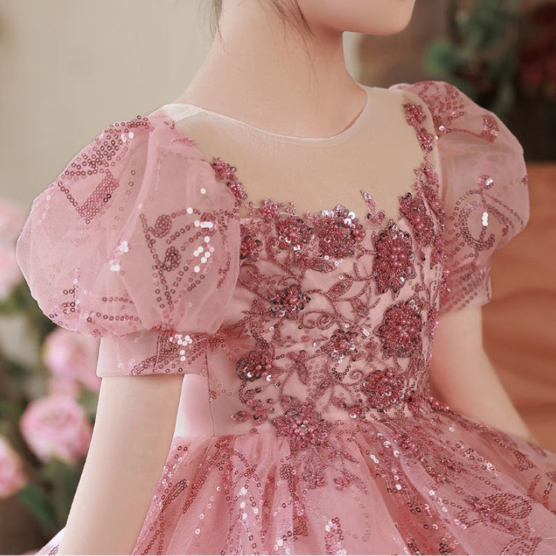 Baby Girl Birthday Pageant Dress Chiffon Sequined Princess Dress