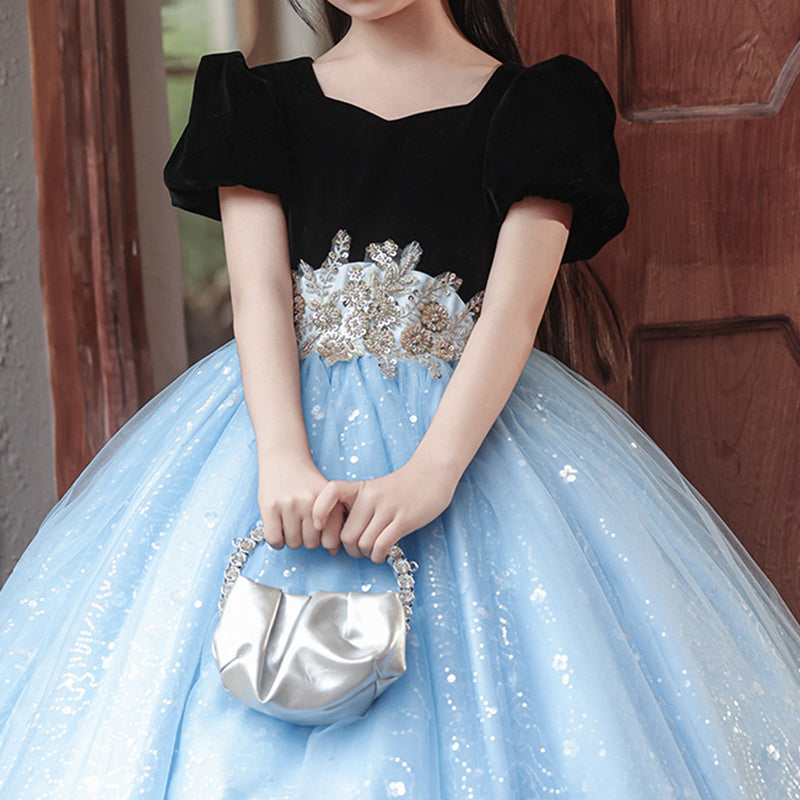 Elegant Baby Mesh Sequin Dress Toddler Prom Dress