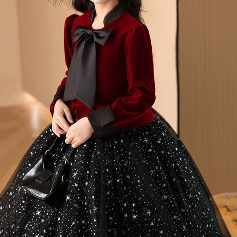 Girls Long Sleeve Christening Dress Children Birthday Princess Dress