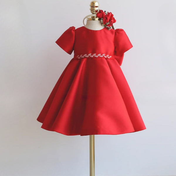 Girls Birthday Dress Baby Girl Satin Princess Dress Flower Girl Wedding Dress