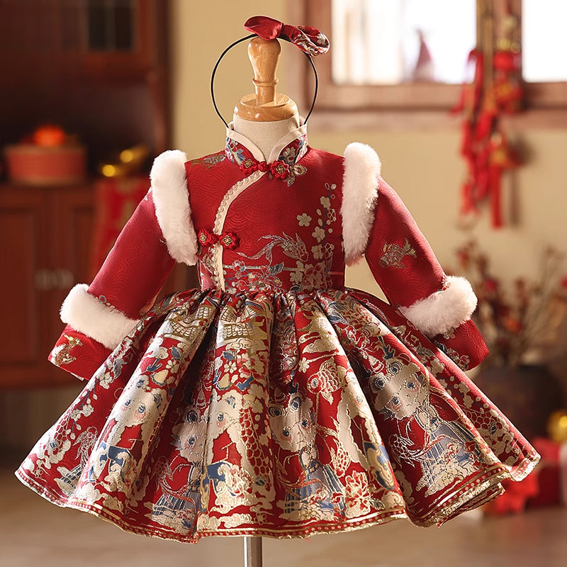 Children's Red New Year Christmas Dress Girls Birthday Party Princess Dress Children's Red New Year Christmas Dress Girls Birthday Party Princess Dress
