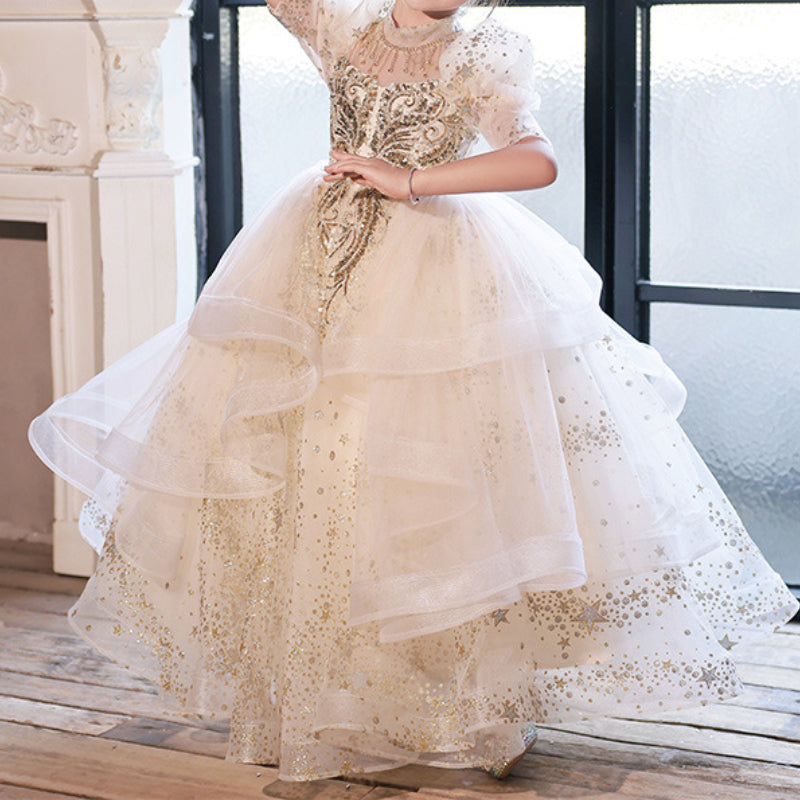 Flower Girl Wedding Dress Girl Birthday Party Princess Dress