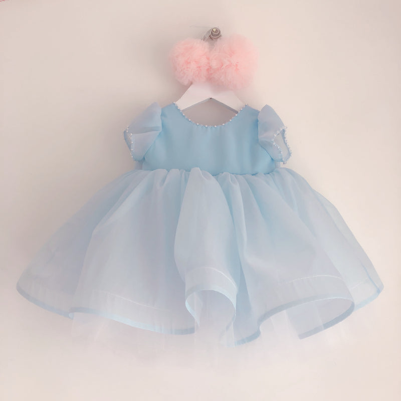 Cute Baby Girl Light Blue Bow Baby Romper