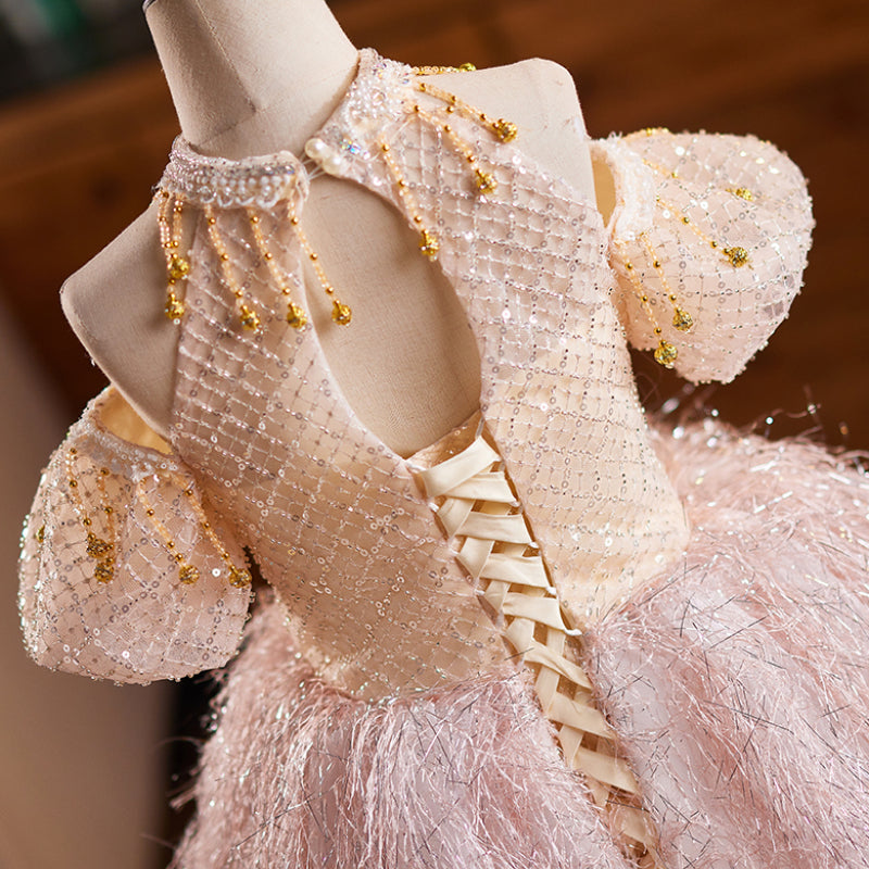 Girls Pink Ball Dress Children's Birthday Princess Dress