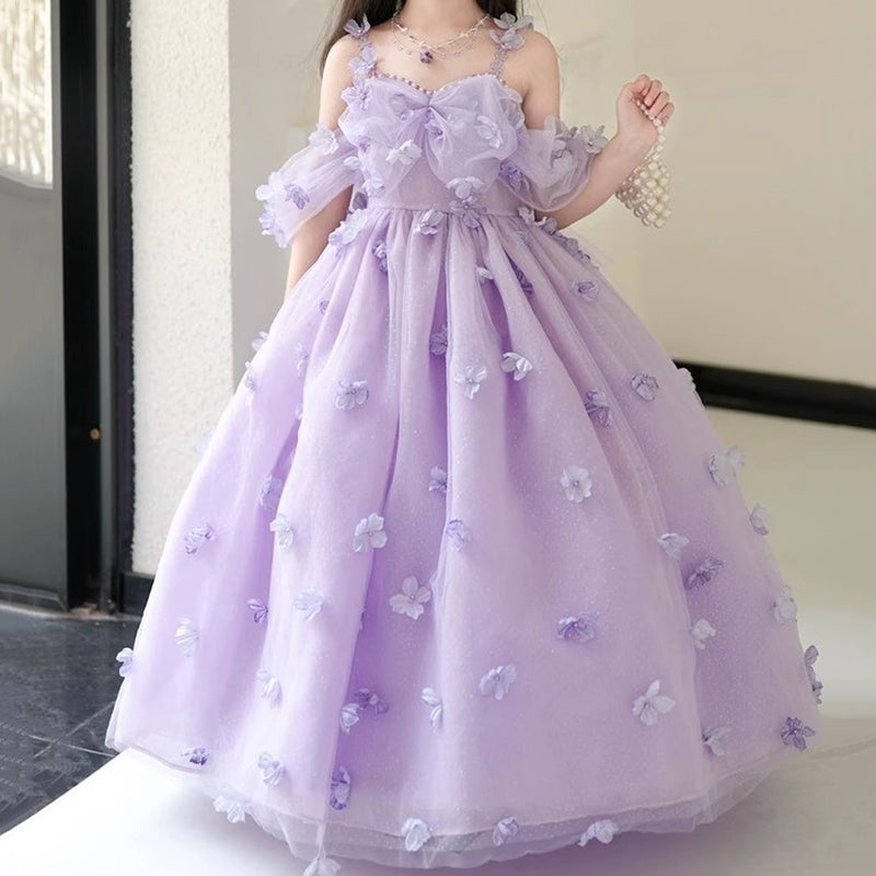 Flower Girl Wedding Princess Dress Children's Birthday Dress Girls Prom Dress, Purple / 7-8 Years (140cm) Flower Girl Wedding Princess Dress Children's Birthday Dress Girls Prom Dress, Purple / 7-8 Years (140cm)