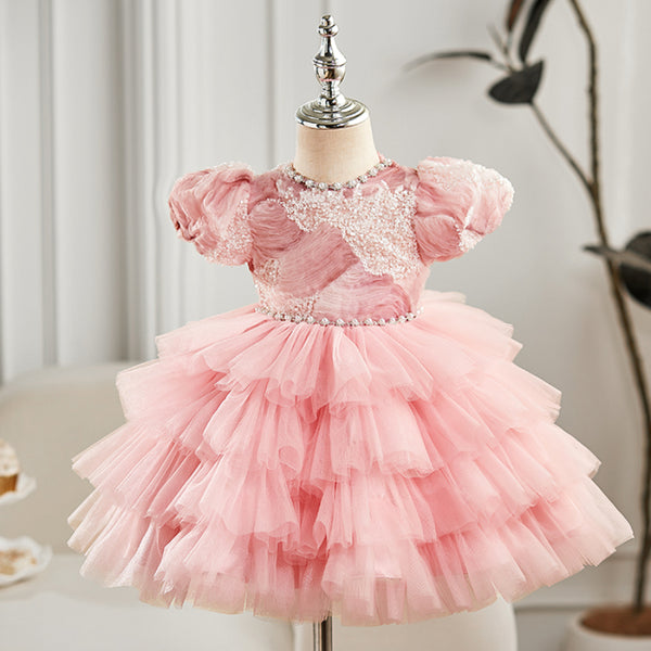 Pink Girl Birthday Princess Dress Flower Girl Wedding Dress