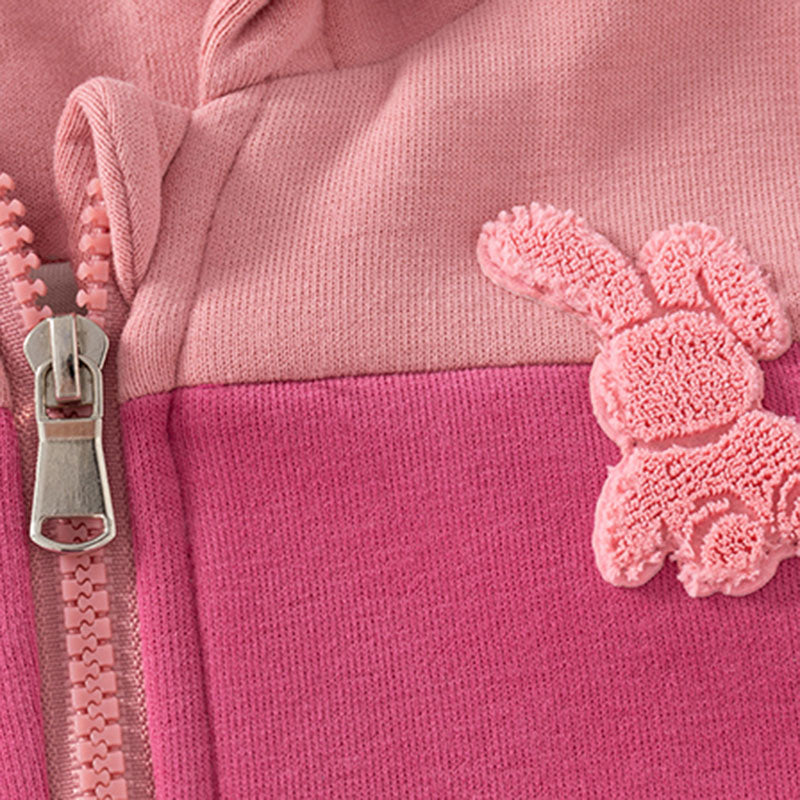 Girls Hoodie Jacket Baby Girl Pink Stitching Playful and Cute Autumn Hooded Top