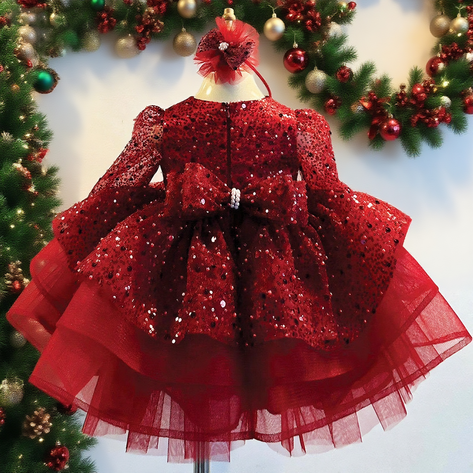 Girls Formal Dress Christmas Dress Toddler Sequin Birthday Princess Dress
