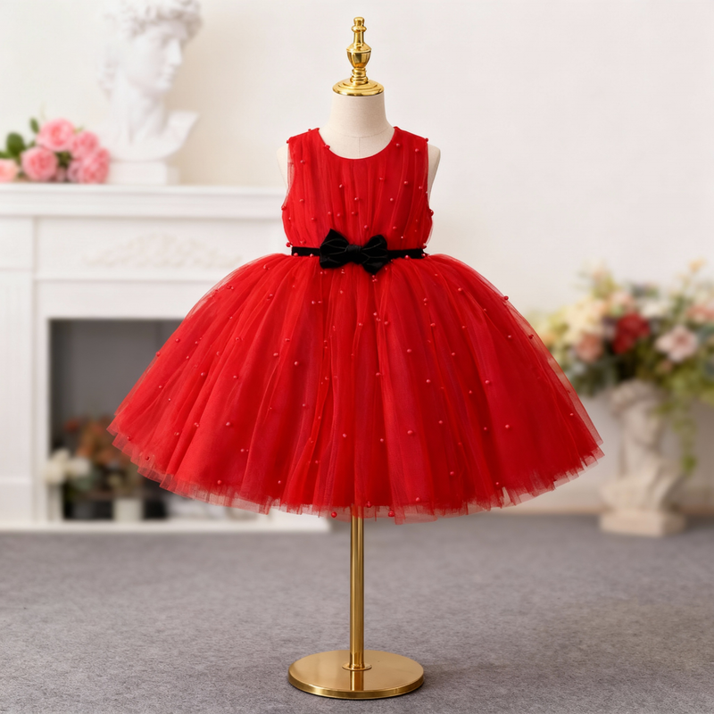 Toddler Christmas Princess Dress  New Year Pearl Dress Toddler Beauty Pageant Princess