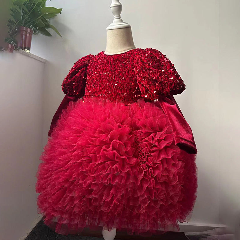 big christmas dress Odeerbi Toddler Girls Christmas Plaid Tulle Dress Fall Winter Long Sleeve Dress Christmas Dress Primary Secondary School Children Checkered Big Bow