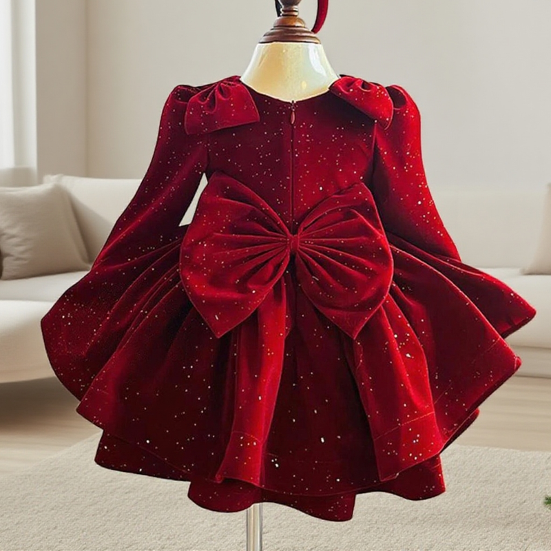 elegant baby christmas dress Christmas Luxury Velvet Kid Girl Dress, Elegant Baby Red Velvet Dress, Baby Toddler Special Occasion Dress, Gift for Baby, Baby Winter Dress