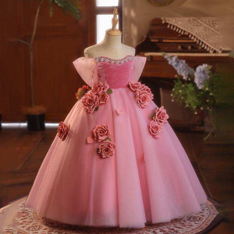 Pink Girls Dresses Girls Pageant Princess Rose Dresses Pink Girls Dresses Girls Pageant Princess Rose Dresses