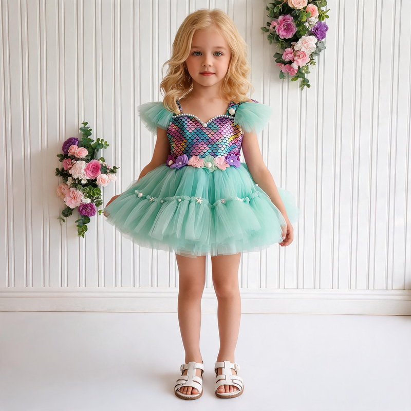 little mermaid dress toddler Girls Christmas Dress Beauty Pageant Dress Sequin Dress Birthday Dress, Blue / 6 Months (70cm) loving little one searchable:Halter Neck SIZE:XXS/38 VILA Petite halter neck
