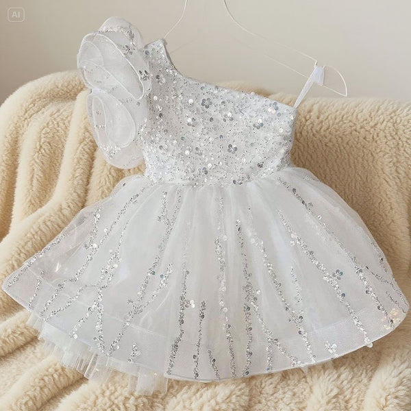 Cute Baby Girl Sequin Christening Dress Toddler Birthday Pageant Princess Dress