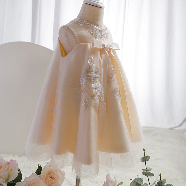 Cute Baby Girls Christening Dress Toddler Embroidery Sequins Birthday Party Princess Dress