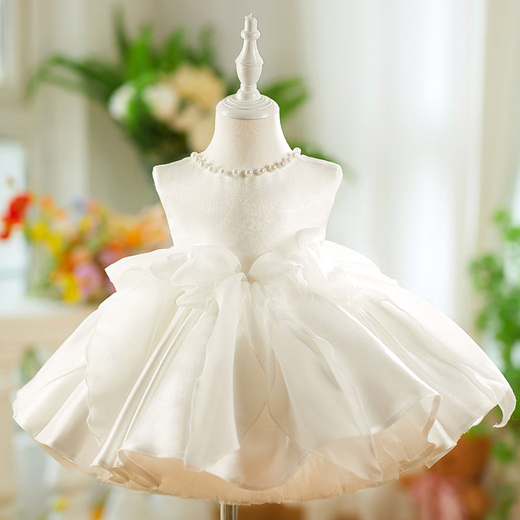 Girls White Communion Dress Baby Birthday Princess Dress