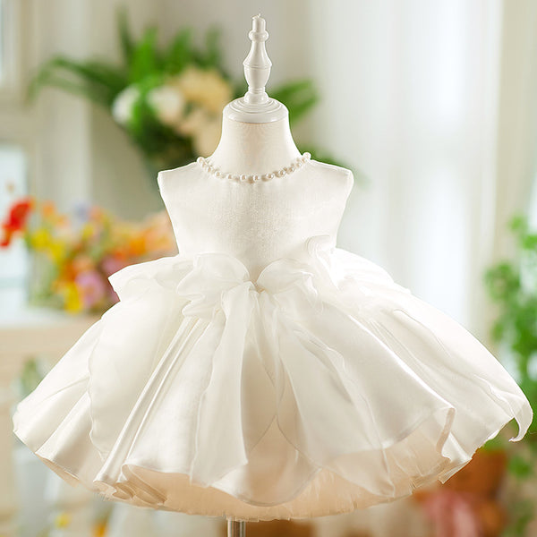Girls White Communion Dress Baby Birthday Princess Dress