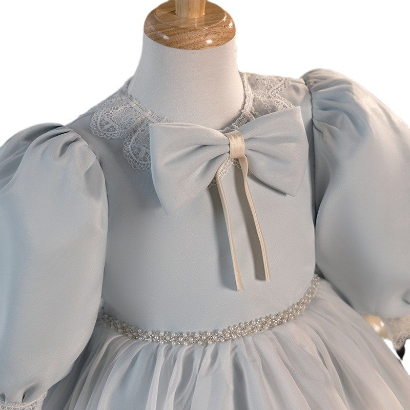 Cute Flower Girl Wedding Dress Baby Girl Birthday Bow Princess Dress