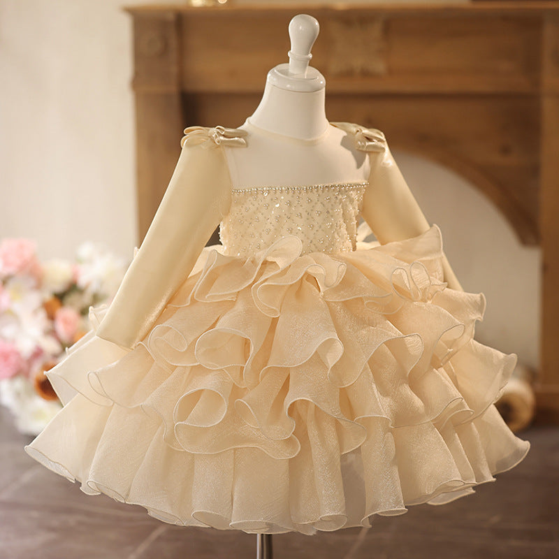 Flower Girl Long Sleeve Dresses Girl Birthday Puffy Princess Dress Flower Girl Long Sleeve Dresses Girl Birthday Puffy Princess Dress