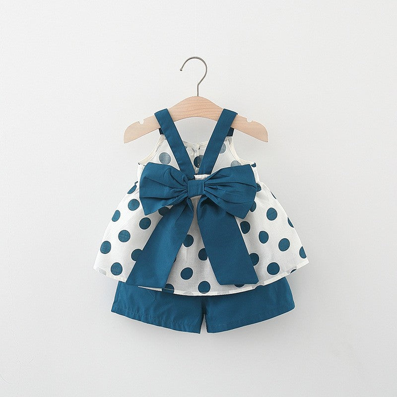 Big Bow Back Polka-dot Suspenders Two-piece Set