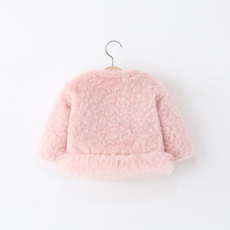 Girls' Winter Mesh Patchwork Warm Coat
