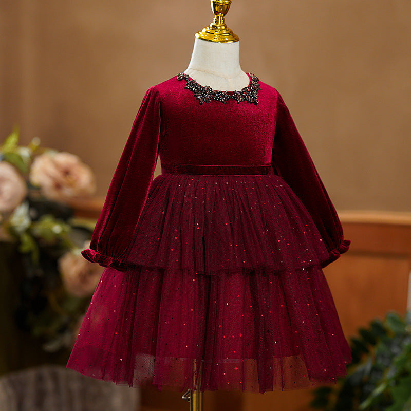 Girls Christmas  Dresses Baby Cute Pageant Dress Toddler First Birthday Party Princess Dress