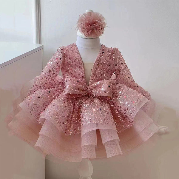Cute Baby Girl Christmas Dress Toddler Beauty  Pageant First Birthday Princess Dress