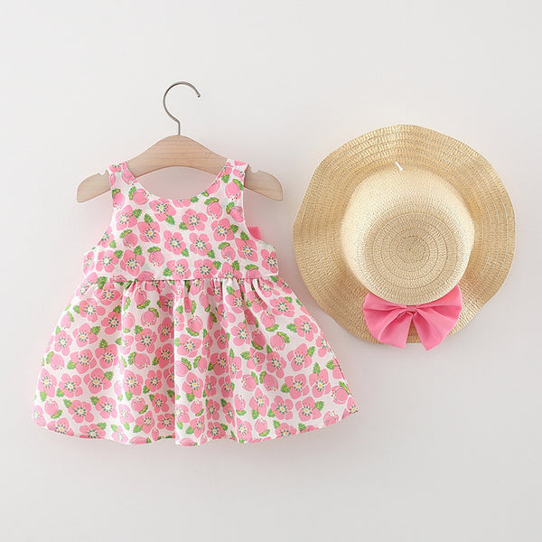 Cute Baby Girl Printed Bow Dress