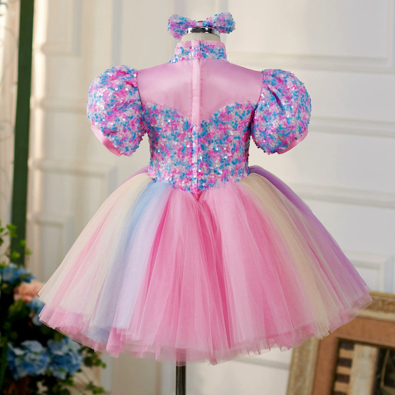 Multicolor Cute Baby Girl Fluffy Christmas Dress Toddler Birthday Princess Dress