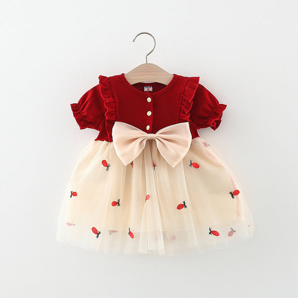 Baby Girl Bowknot Birthday Party Princess Gauze Dress