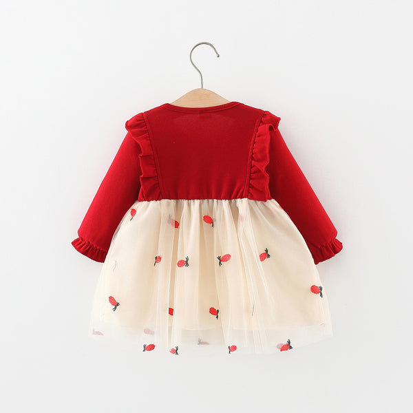 Girls Bow-knot Christmas Dresses Baby Girls Long Sleeve Dresses