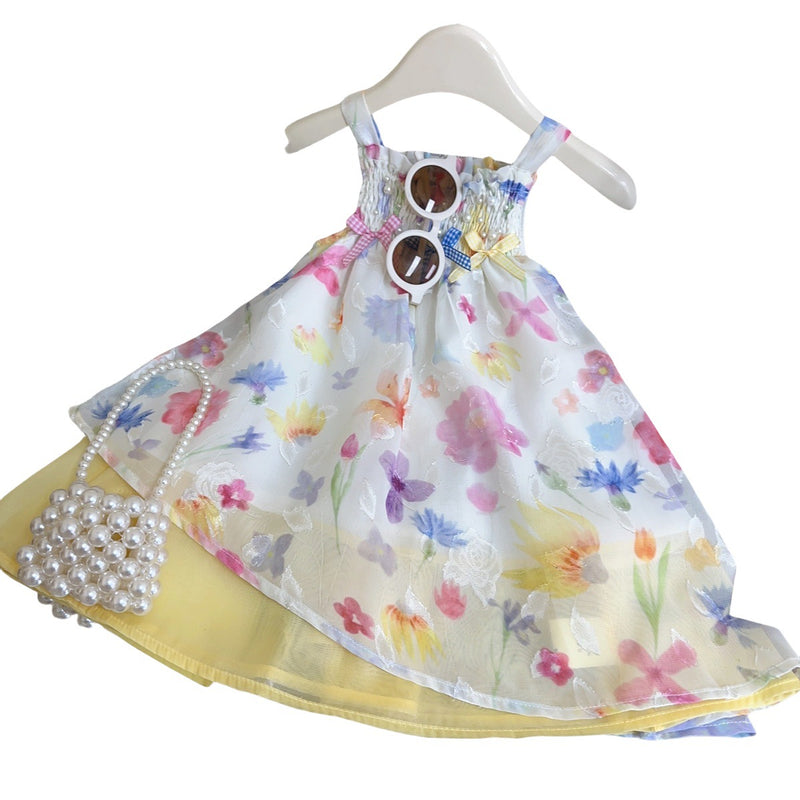 Girls Dress Summer Children's Casual Printed Suspender Dress