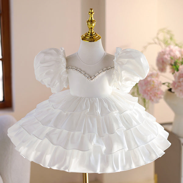 Girls Birthday Princess Dress Flower Girl Wedding Cake Dress