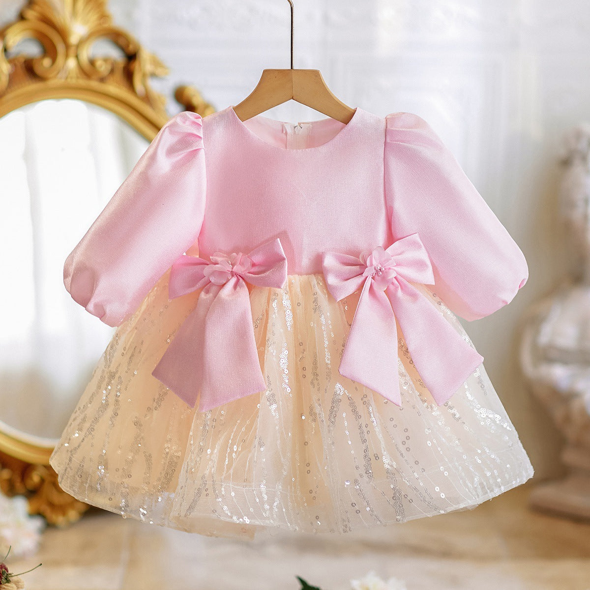 pink and gold infant dress High Low Rose Gold Baby Girl Dress, 1st Birthday Baby Girl Dress, Party Baby Dress, Wedding Baby Dress, Princess Baby Dress,tulle Baby Dress