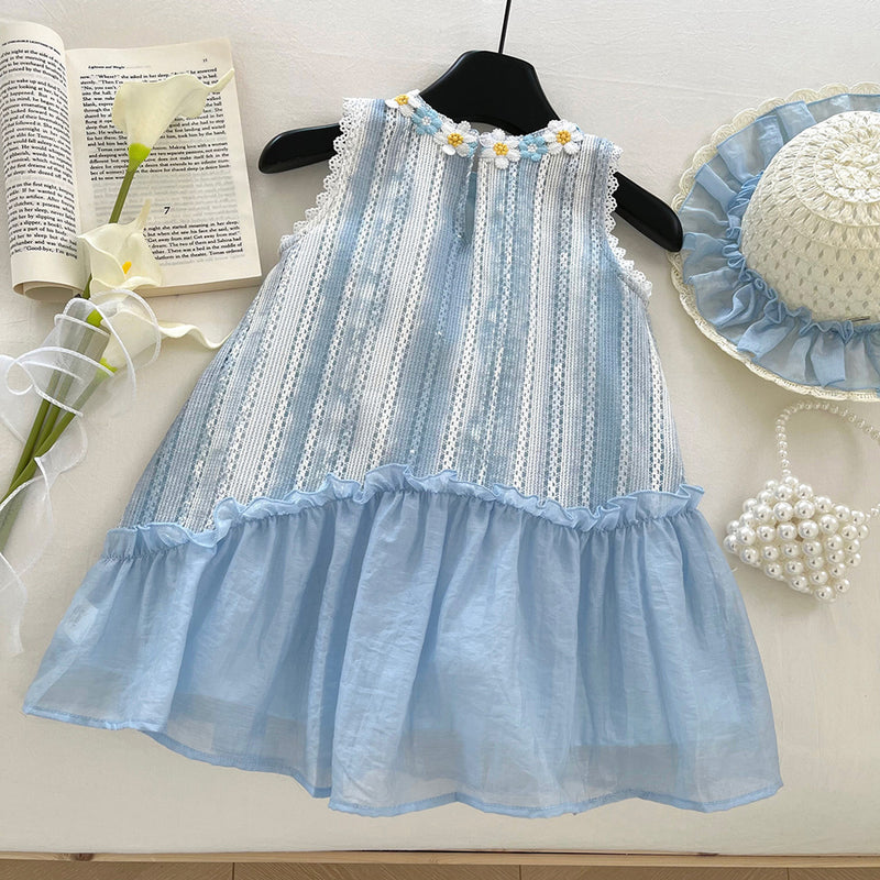 Girls Cute Summer Flower New Lace Stitching Dress