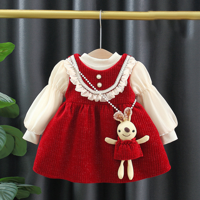 Girls Christmas Dresses Baby Girls Winter Cartoon Warm Dresses