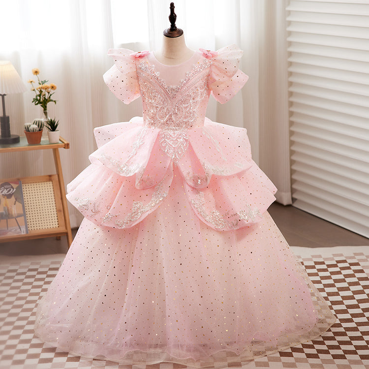 Baby Girl and Toddler Birthday Pink Sequins Party Dress Pageant Princess Dress
