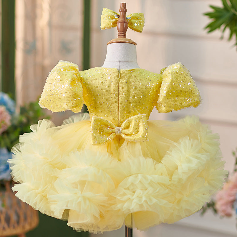 Girls Christmas Dress Cute Baby Girl Puffy Sequins Pageant Dress Toddler Birthday Communion  Princess Dress