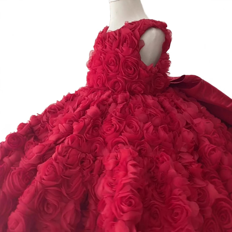 Girls Birthday Princess Dress Baby Red Christmas Dress Girls Communion Dress