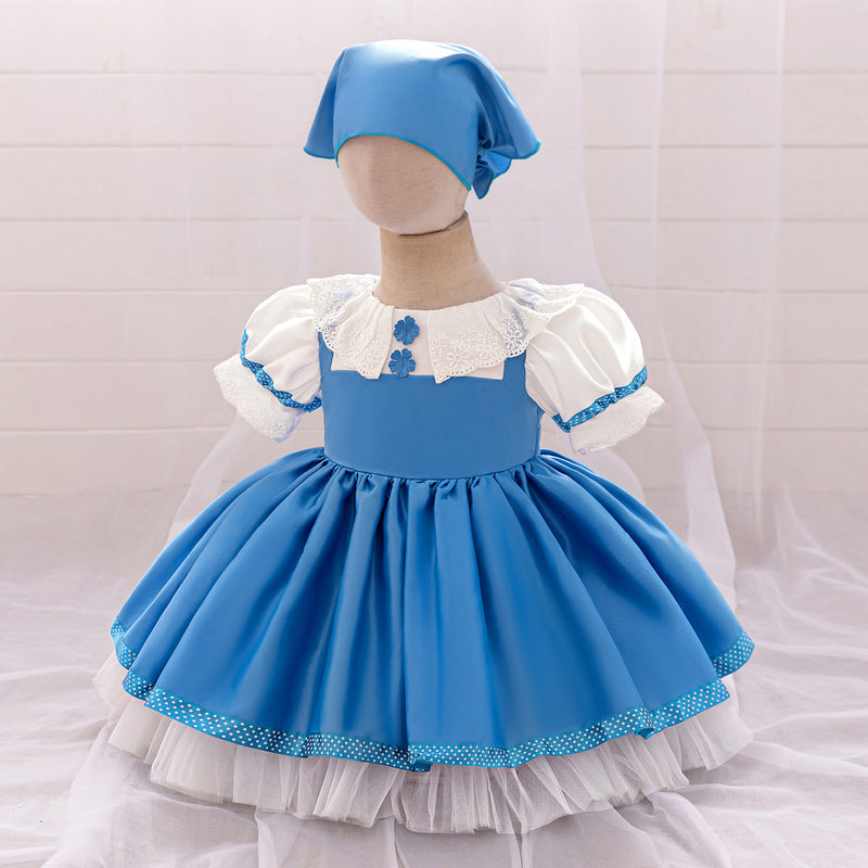 Girls Puff Sleeve Party Dress Children's Birthday Dress