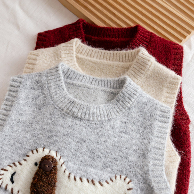 Girls Autumn Cute Cartoon Knitted Vest