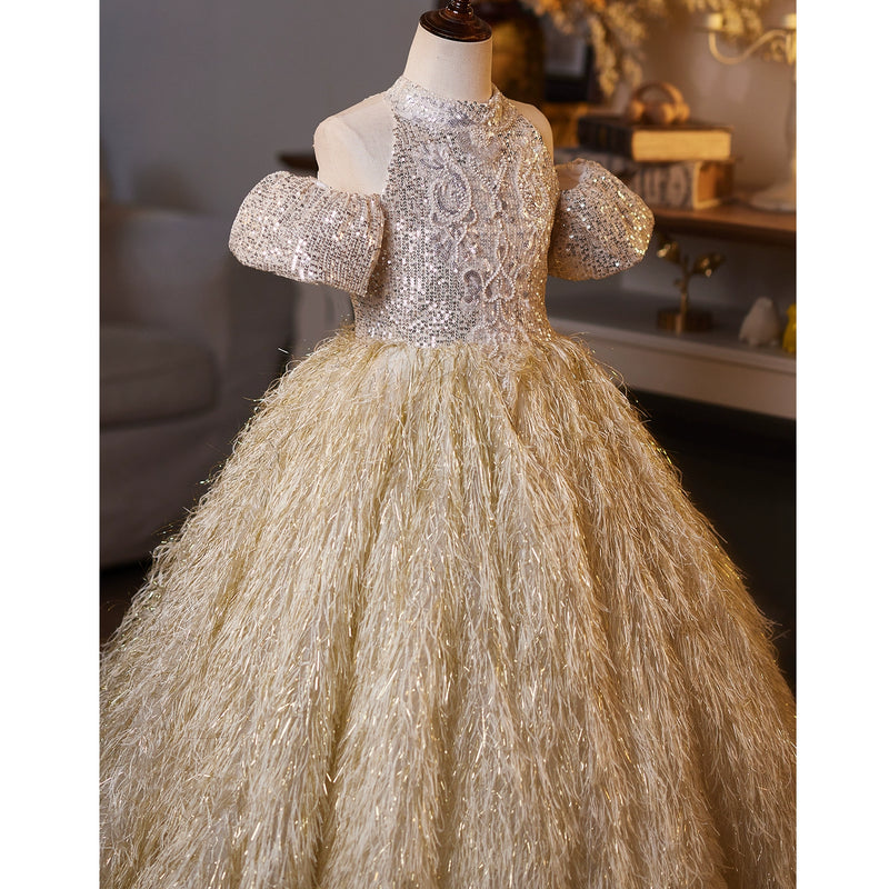 Girls Champagne Ball Gown Children's Birthday Princess Dress Girls Pageant Dress