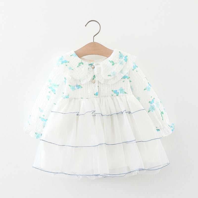 Cute Baby Girls Autumn Denim Cake Princess Dress